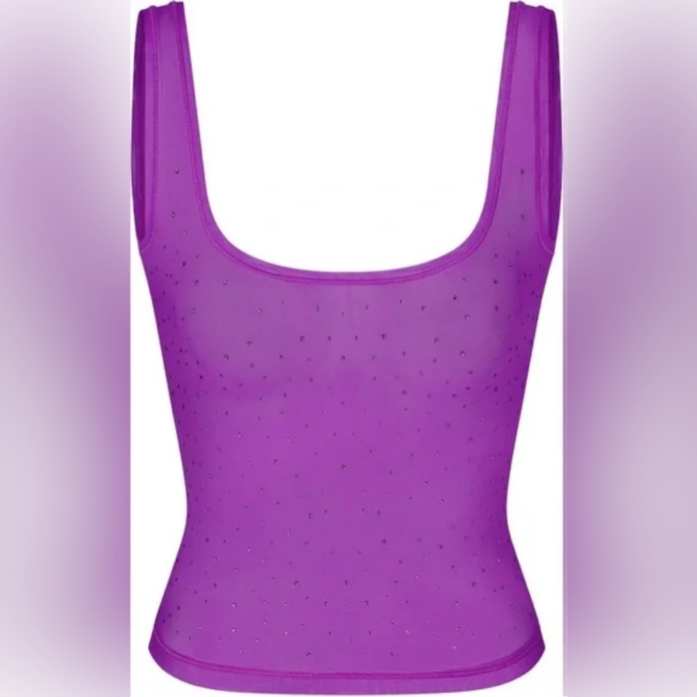 Skims Mesh Rhinestone Swim Cover Up Violet XL NWT
